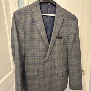 Tommy Hilfiger Blue and Gray Plaid Blazer